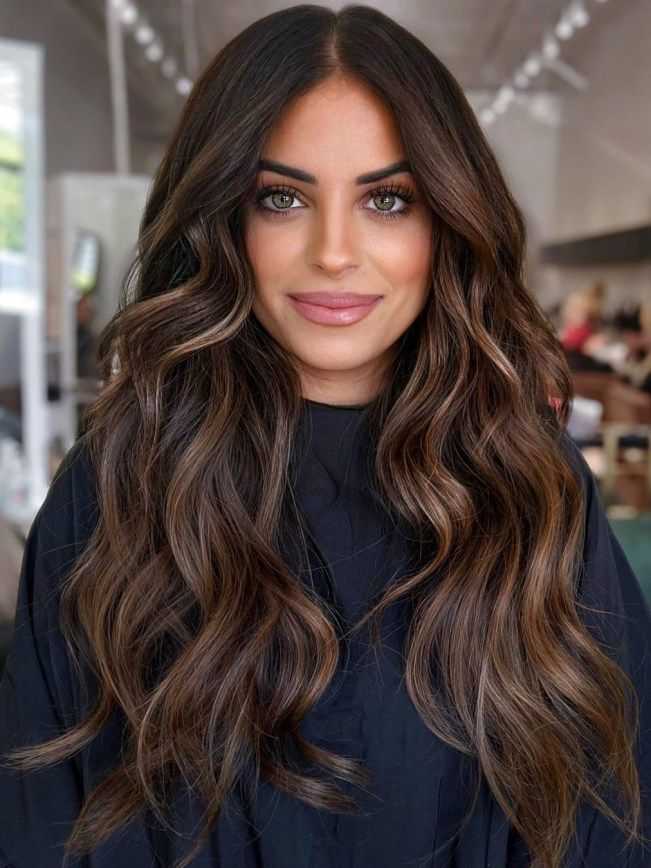 Meena Human Hair Wig - Long Chocolate Brown with Highlights