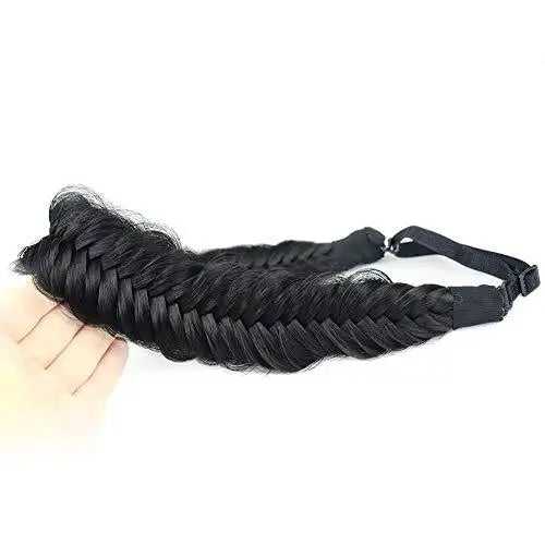 Wide Fishtail Braided Headband Elastic Stretch Hairpiece - Image 30