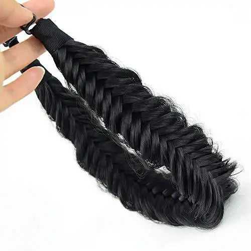Wide Fishtail Braided Headband Elastic Stretch Hairpiece - Image 32